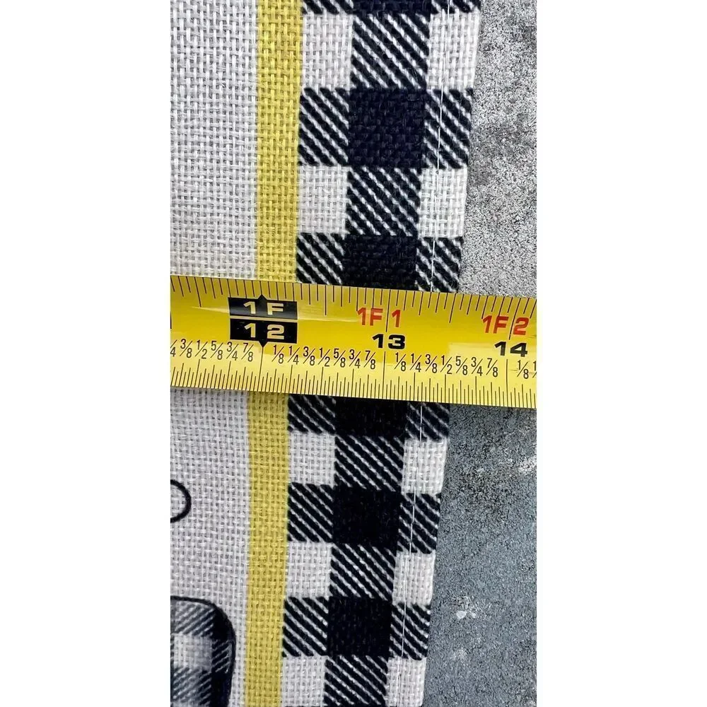 Meyer Lemons Gingham Black & White Border, Cottagecore Table Runner 65x13 in.